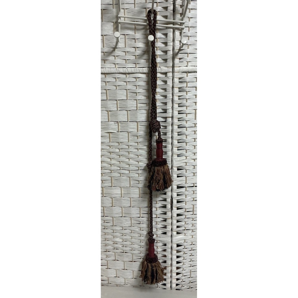 Vintage Double Tassel Curtain Tieback Drapery Holdback Burgundy Gold Victorian